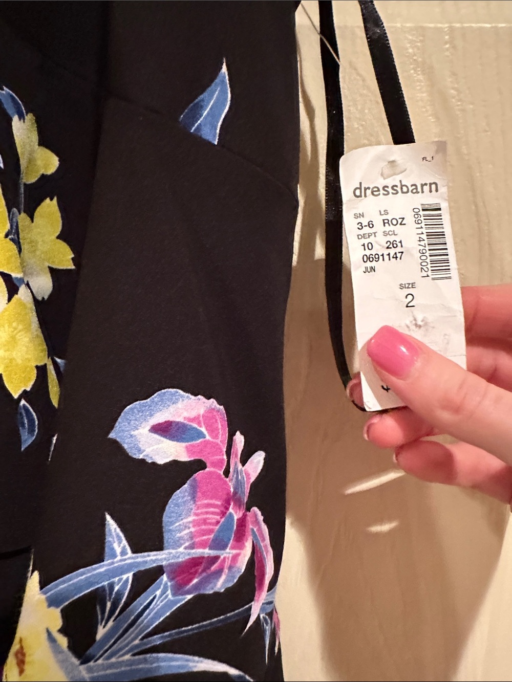 Roz & Ali Black Floral Asymmetrical Ruffle Dress - Picture 3 of 4